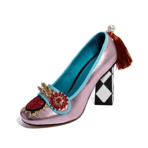 Harmony Fancy Rivet Tassel Chunky Heels