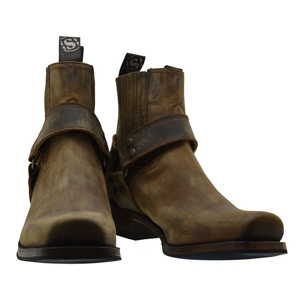 Men's Biker Boots Sendra 8286 Harness Mad Dog Tang Leather Cuban Heel