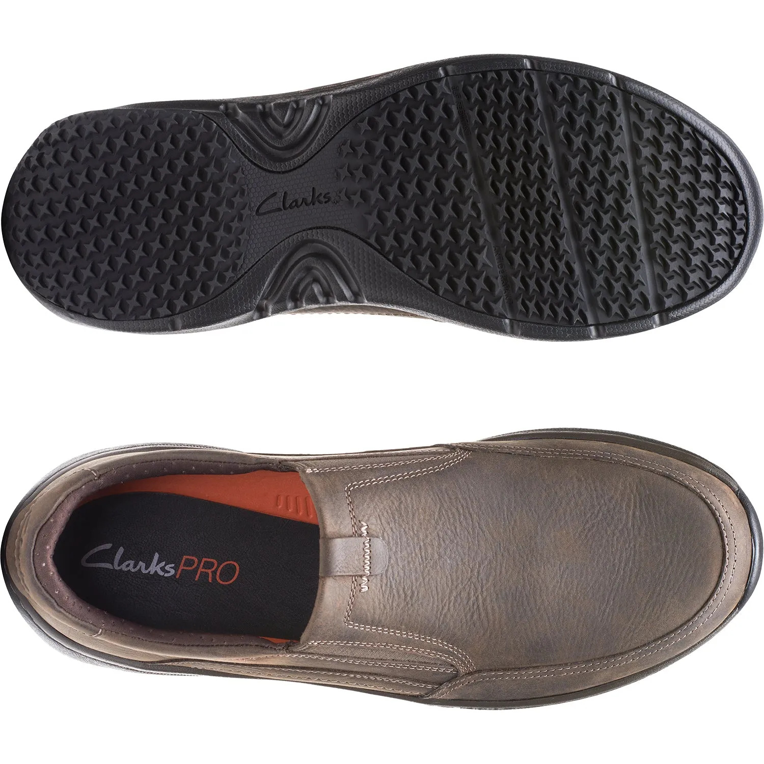 Men's Clarks Pro Step Dark Brown Tumbled Leather