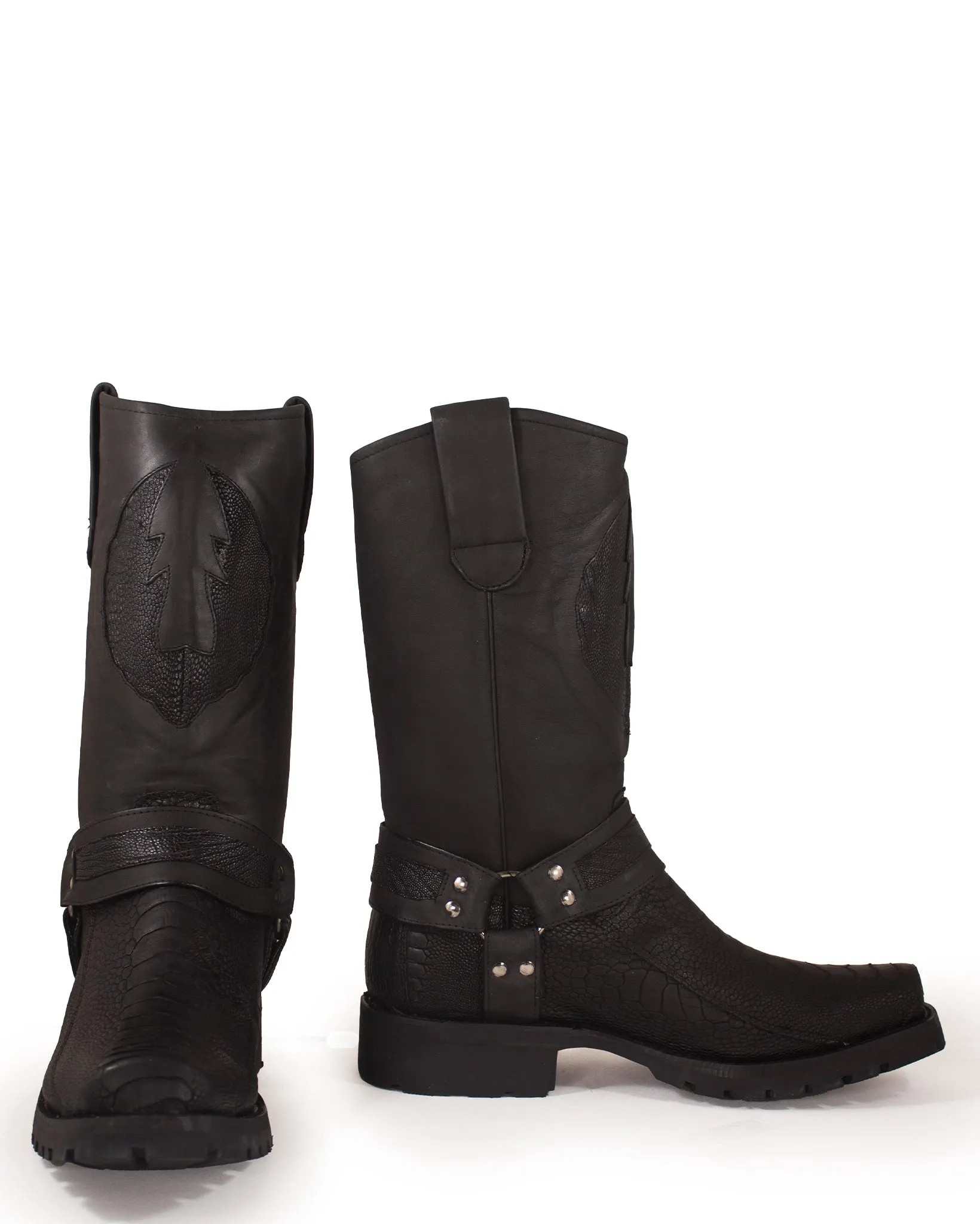 Men's Ostrich Leg Biker Boots