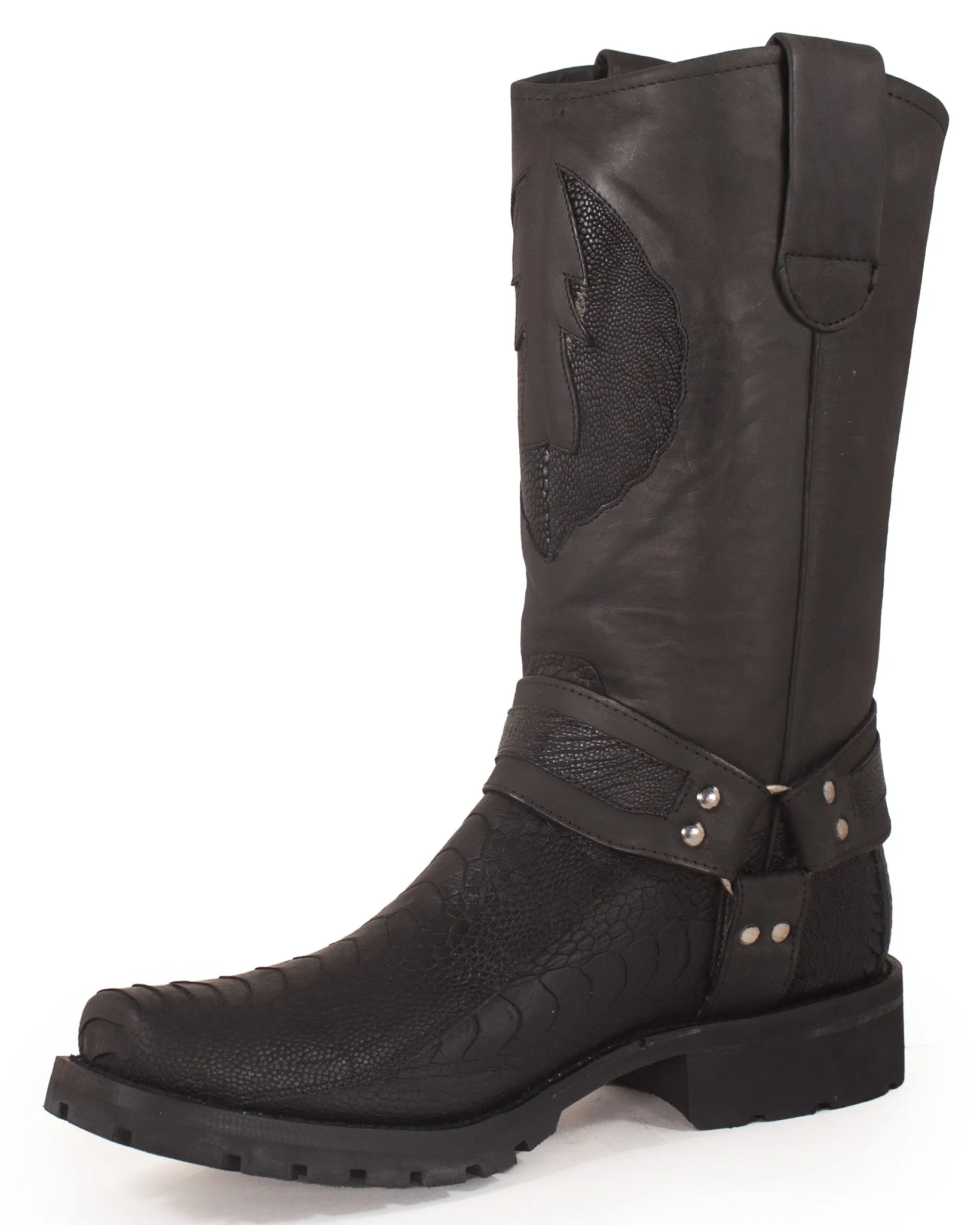 Men's Ostrich Leg Biker Boots