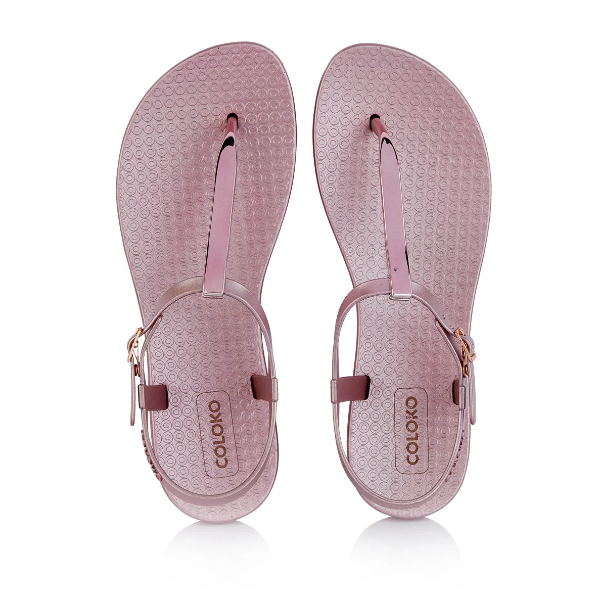 NEW Coloko Sakura Curve Slim Metallic T-bar Flip Flops Sandals