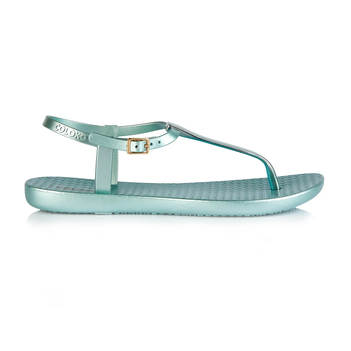 NEW Coloko Sakura Curve Slim Metallic T-bar Flip Flops Sandals