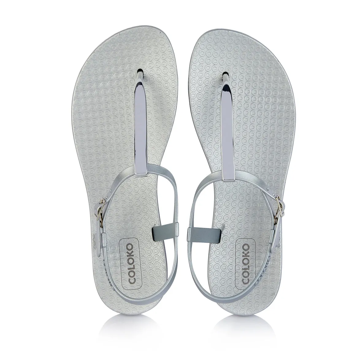 NEW Coloko Sakura Curve Slim Metallic T-bar Flip Flops Sandals