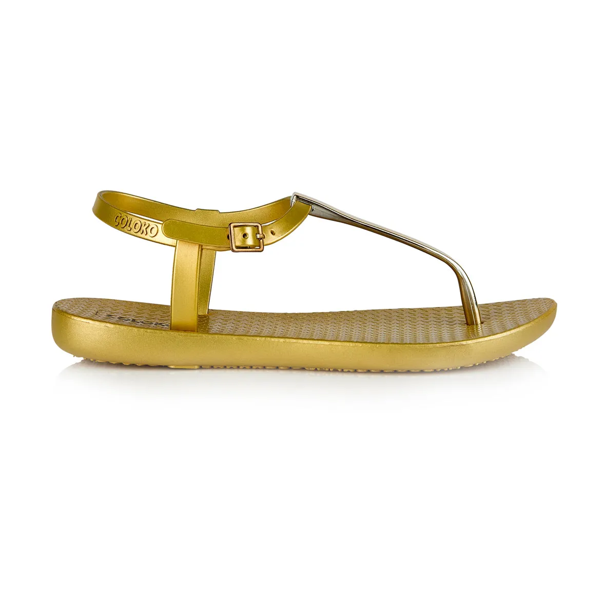 NEW Coloko Sakura Curve Slim Metallic T-bar Flip Flops Sandals