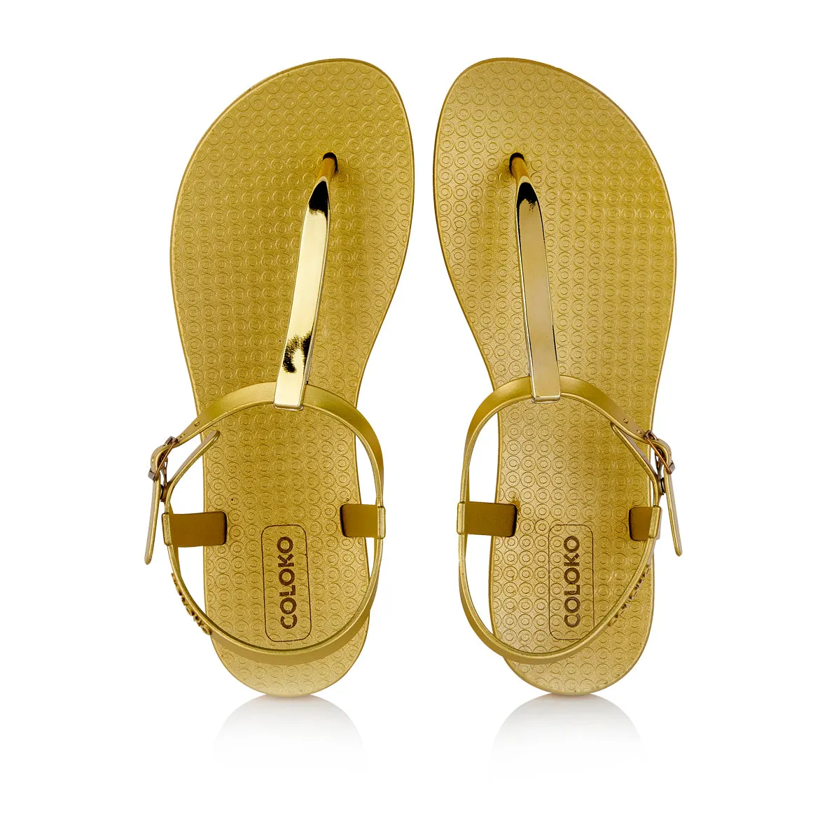 NEW Coloko Sakura Curve Slim Metallic T-bar Flip Flops Sandals