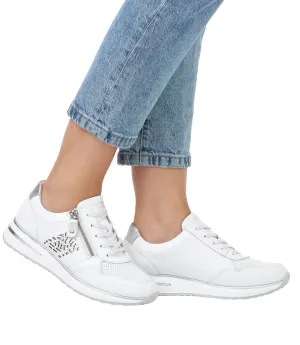 Remonte D1G00-80 Rock White Leather Wedge Trainers