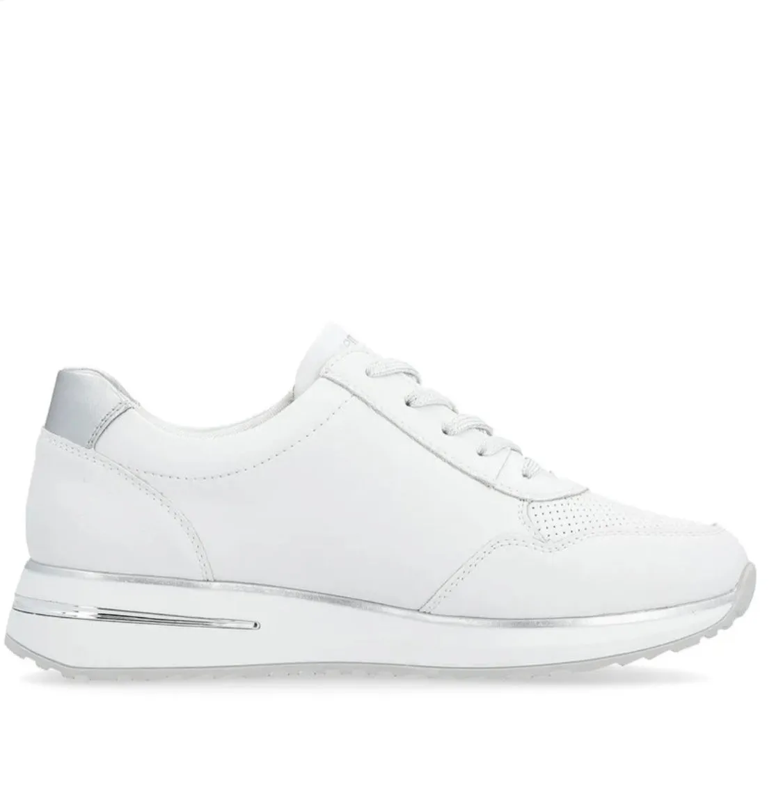 Remonte D1G00-80 Rock White Leather Wedge Trainers