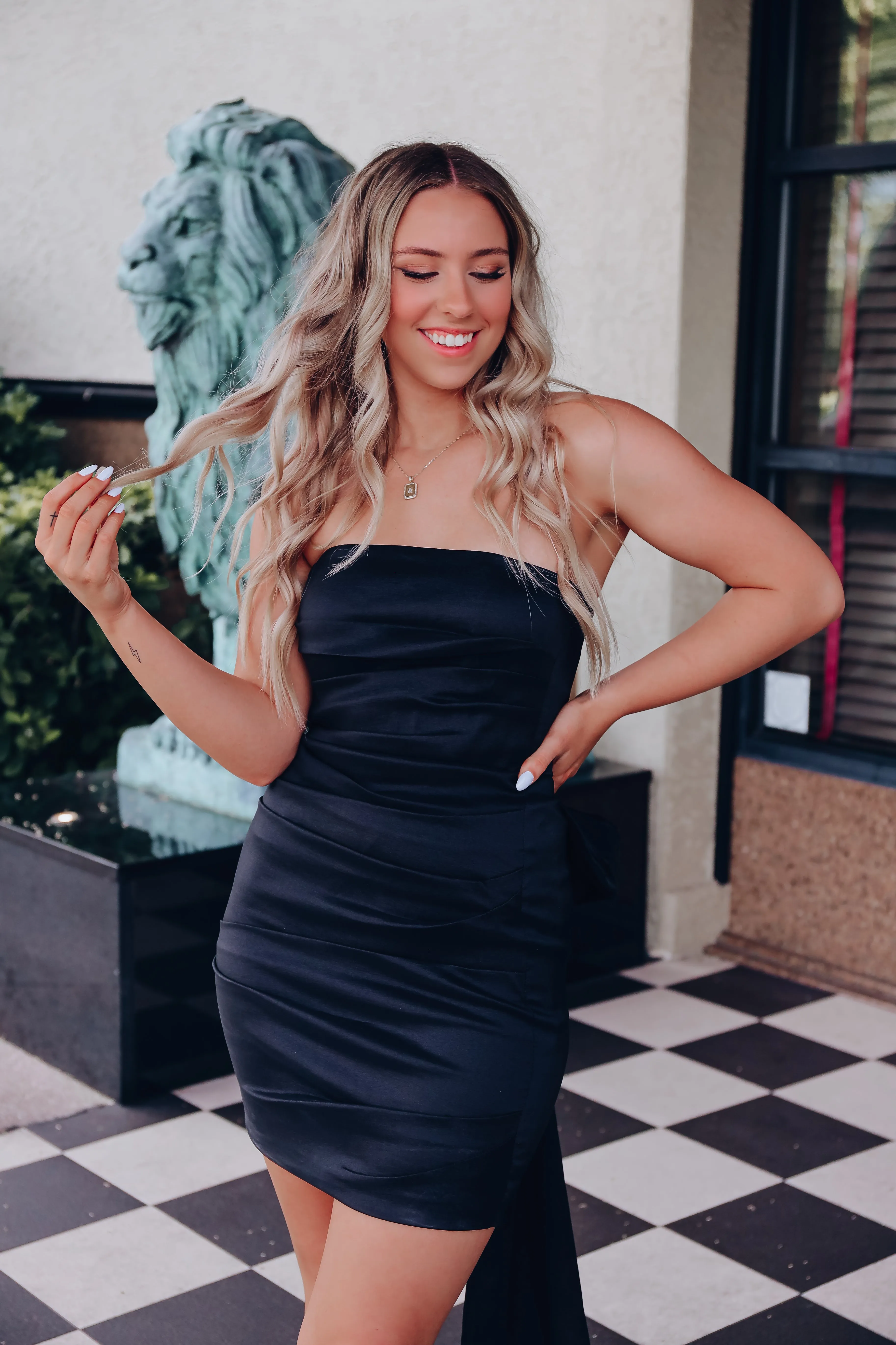 Sadie Bow-Back Mini Dress - Black