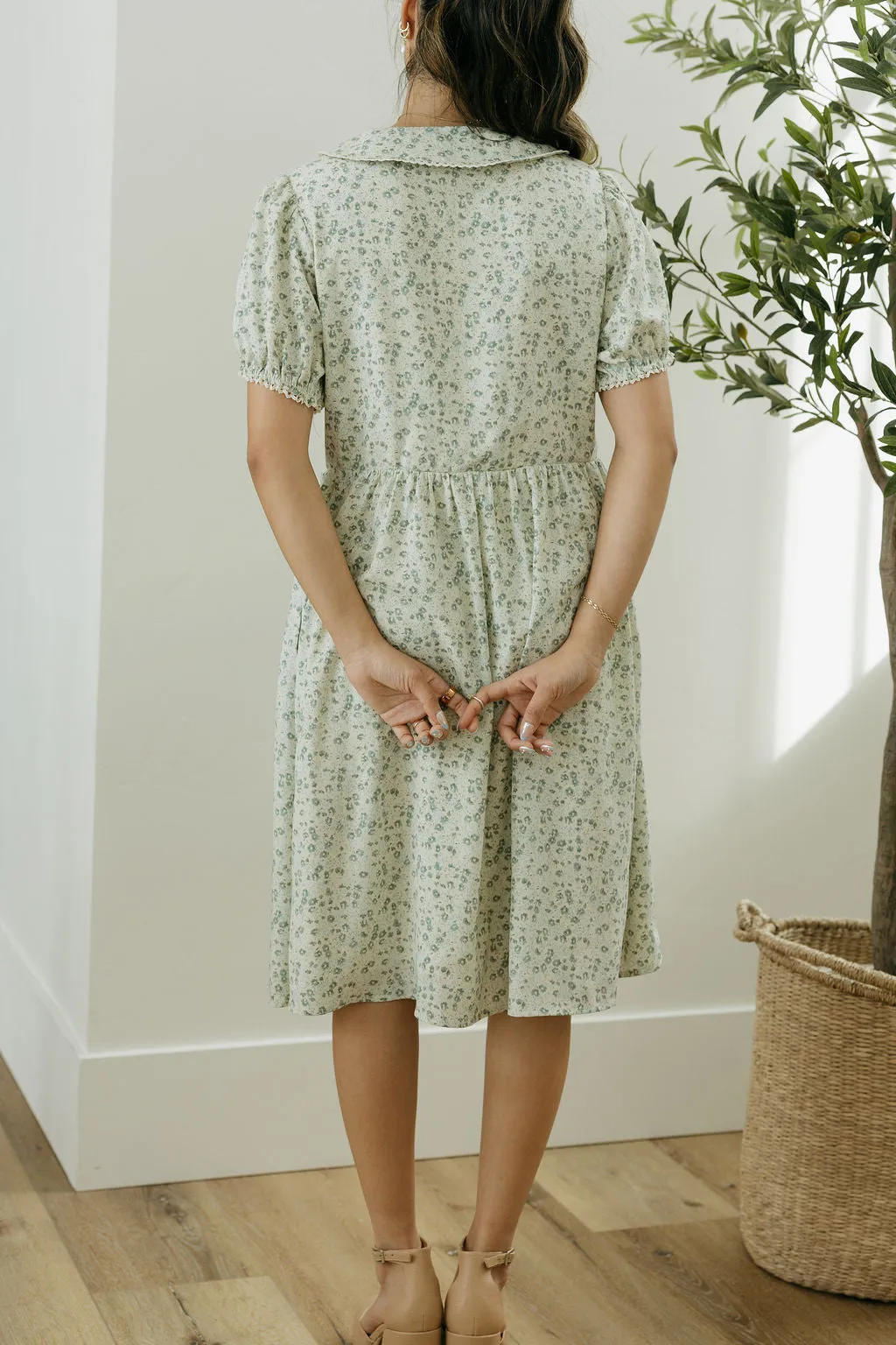 Sara Dress-Cream/Green