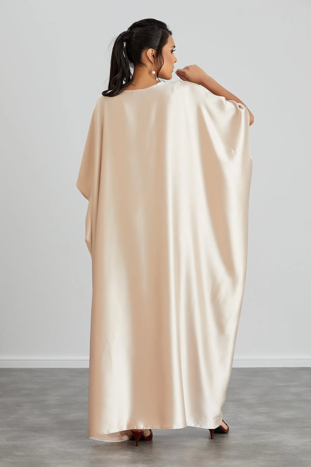 Satin Oversize Maxi Dress/Tunic in Beige