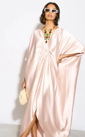 Satin Oversize Maxi Dress/Tunic in Beige