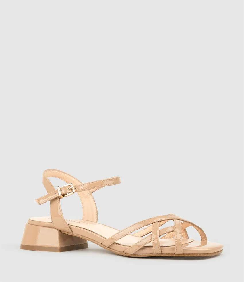 SURRY35 Lattice Front Sandal in Nude Patent