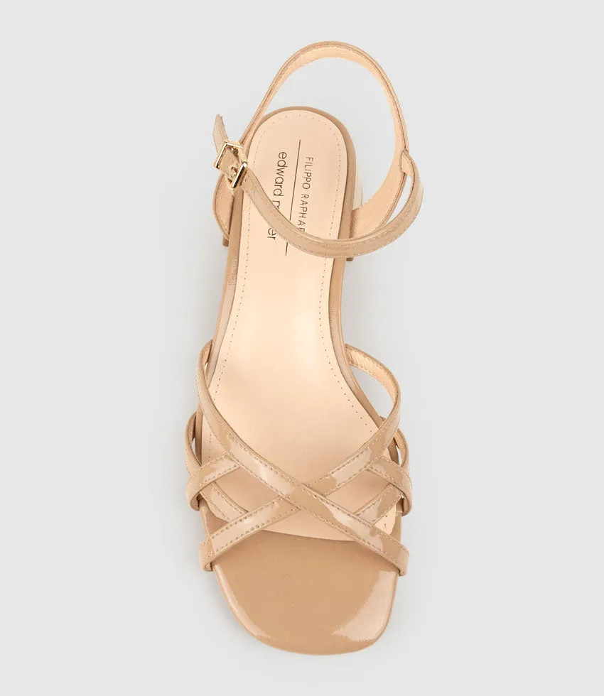 SURRY35 Lattice Front Sandal in Nude Patent