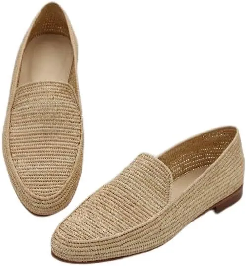 Tassel Loafers for Men - Handcrafted Shoes, Elegant Natural Footwear Raffia Sheos