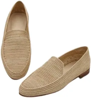 Tassel Loafers for Men - Handcrafted Shoes, Elegant Natural Footwear Raffia Sheos