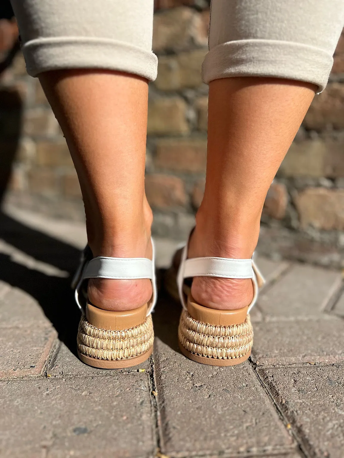 White Buckle Platform Sandals