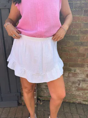 White Frill Bubble Cotton Skort