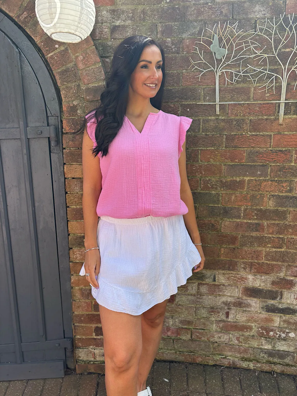 White Frill Bubble Cotton Skort