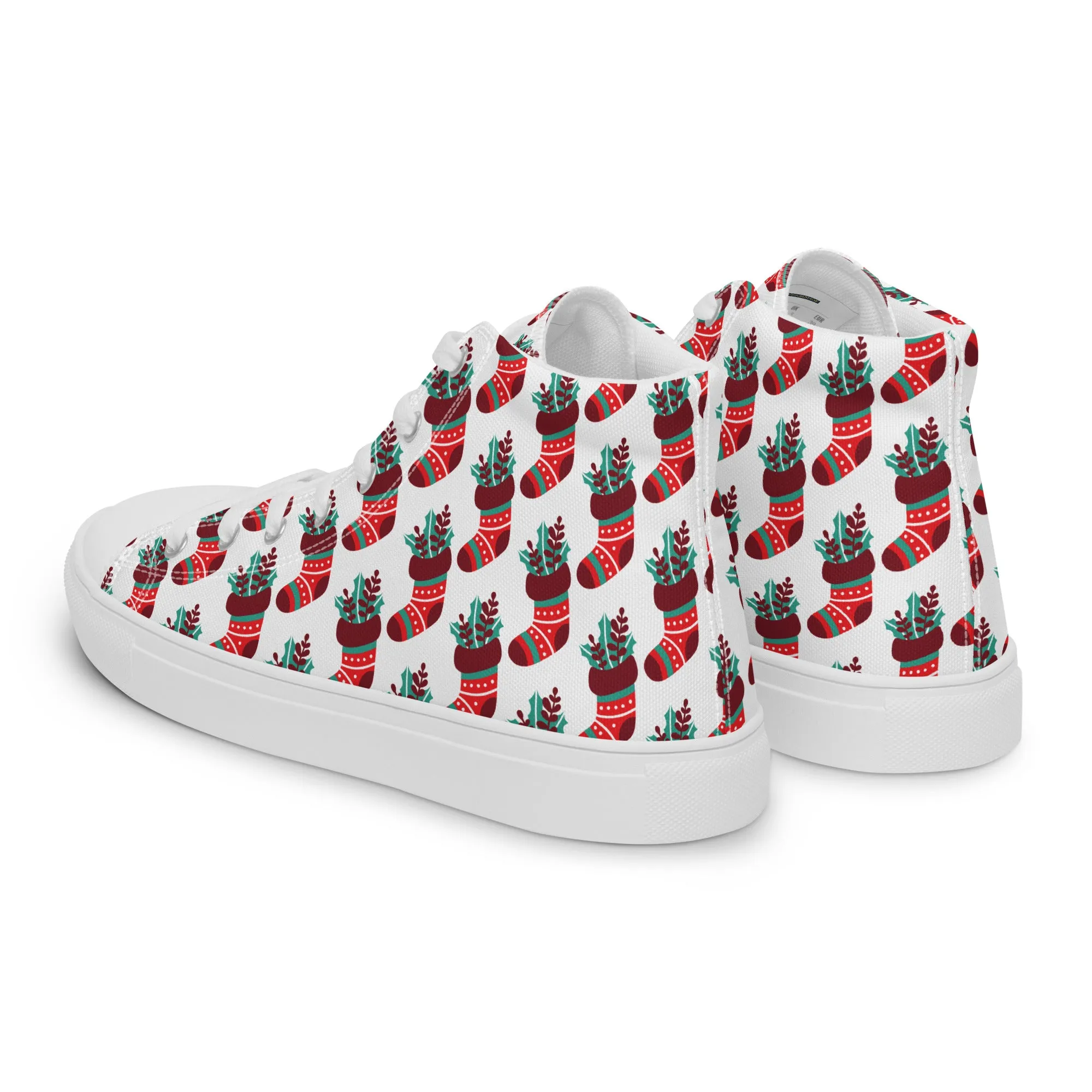Women Christmas High Top Canvas Shoes (Glamourange Holiday Magic Canvas Shoes For Women - 007)