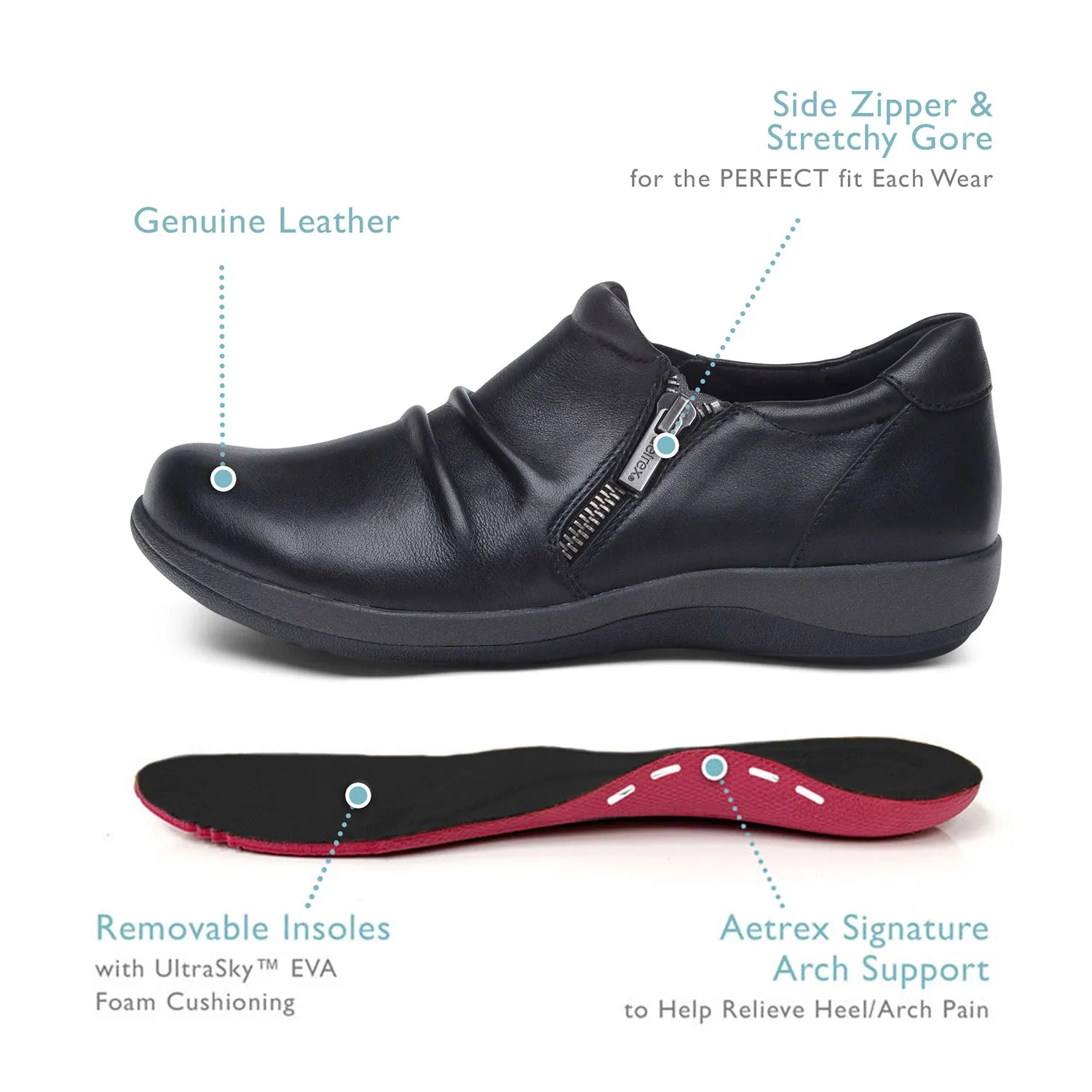 Women's Aetrex Katie Dark Earth Leather