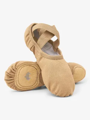 Womens Canvas Nylon Spandex Insert Split Sole Ballet Shoes