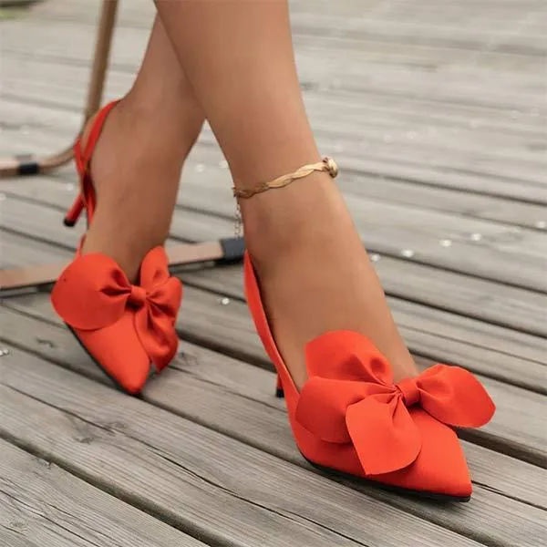 Women's Pointed-Toe High Heel Sandals with Bow Detail 22821169C